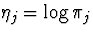 $\eta_j = \log\pi_j$