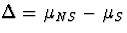 $\Delta=\mu_{NS}-\mu_{S}$
