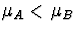 $\mu_A < \mu_B$