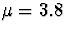 $\mu = 3.8$