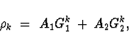 \begin{displaymath}
\rho_k \; = \; A_1 G_1^k \, + \, A_2 G_2^k ,
\end{displaymath}