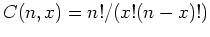 $C(n,x) = n!/(x!(n-x)!)$