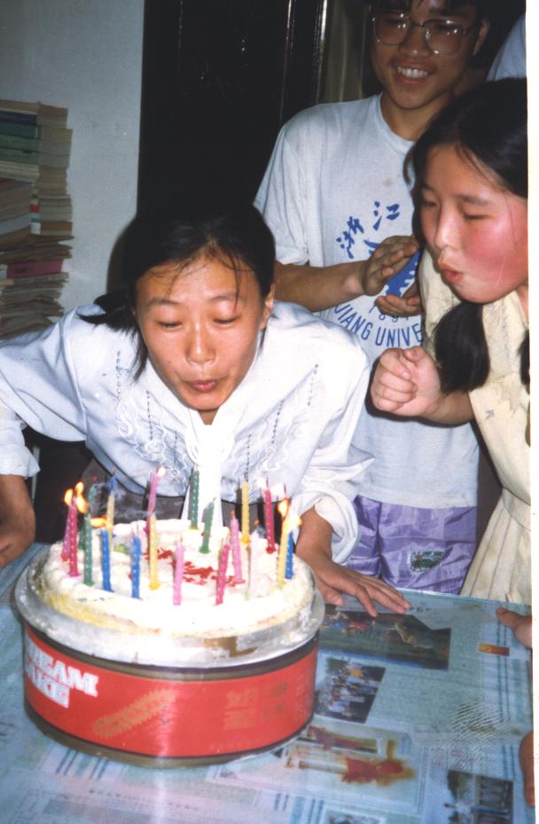 Blowing off the candle lights